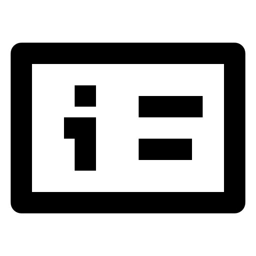 A line drawing of a card with the letter i on it