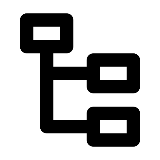 A line drawing showing three rectangles connected by lines