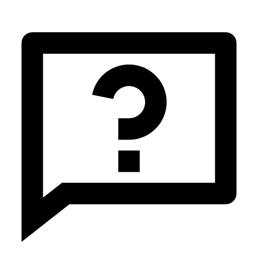 A line drawing of a speech bubble containing a question mark